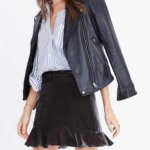 Madewell Velvet Ruffle Edge Skirt (Grey, Size 4)